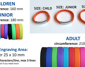 Blood Event Adult Sieraden Armbanden ID Junior* Name Children Logo & Medische armbanden Text Personalised Metal/Silicone Wristband 