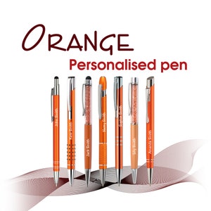 Personalized Orange Metal Pen: Engraved Gift for Teacher, Wedding, Christmas
