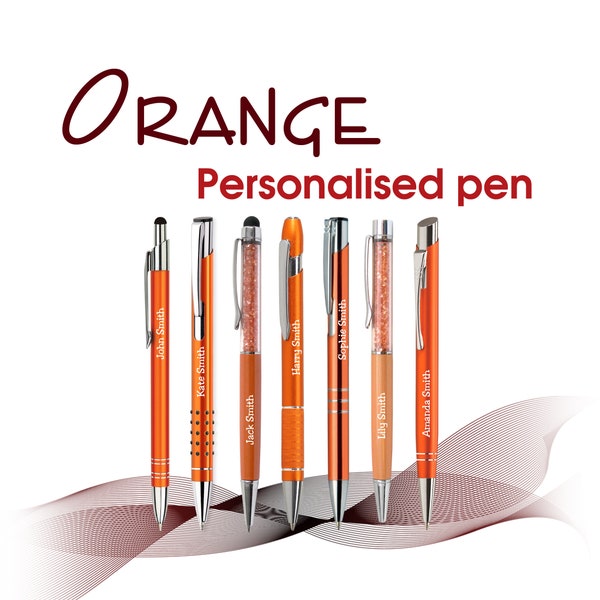 Promotional personalised metal pen ORANGE black ink Wedding pens Christmas gifts Teacher gift School leavers Birthday gifts For him For her