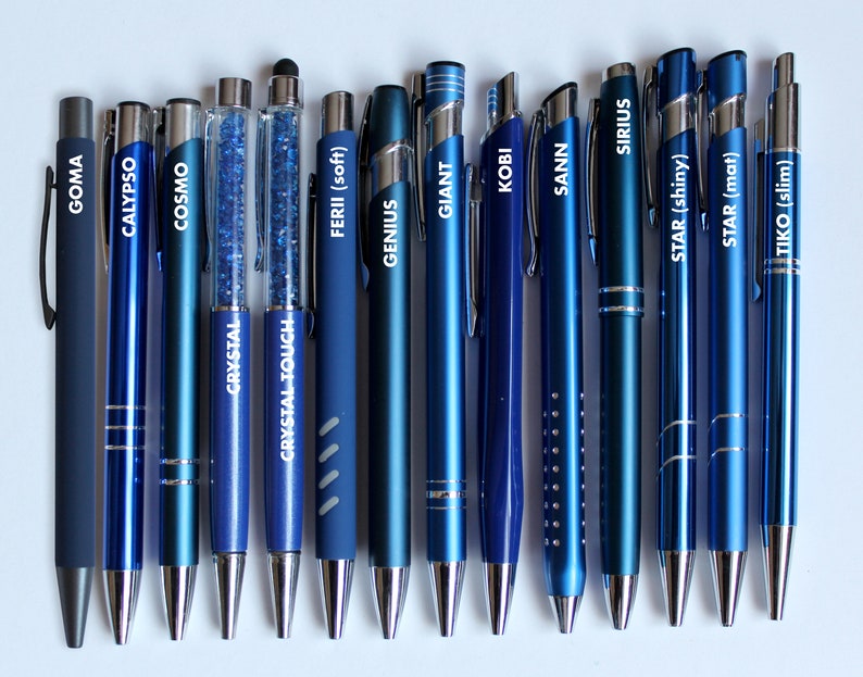 Personalised pen DARK BLUE black ink laser engraved with Etsy