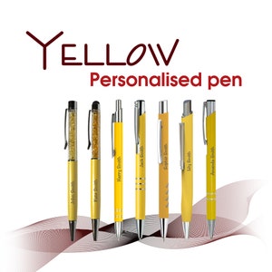 Promotional personalised metal pen YELLOW black ink Wedding pens Christmas gifts Teacher gift School leavers Birthday gifts For him For her