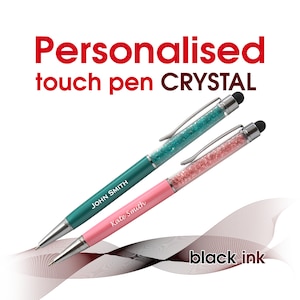 Promotional personalised metal pen CRYSTAL TOUCH black ink Wedding pens Christmas gifts Teacher School leavers  gift box For him For her