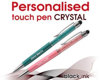 Promotional personalised metal pen CRYSTAL TOUCH black ink Wedding pens Christmas gifts Teacher School leavers  gift box For him For her