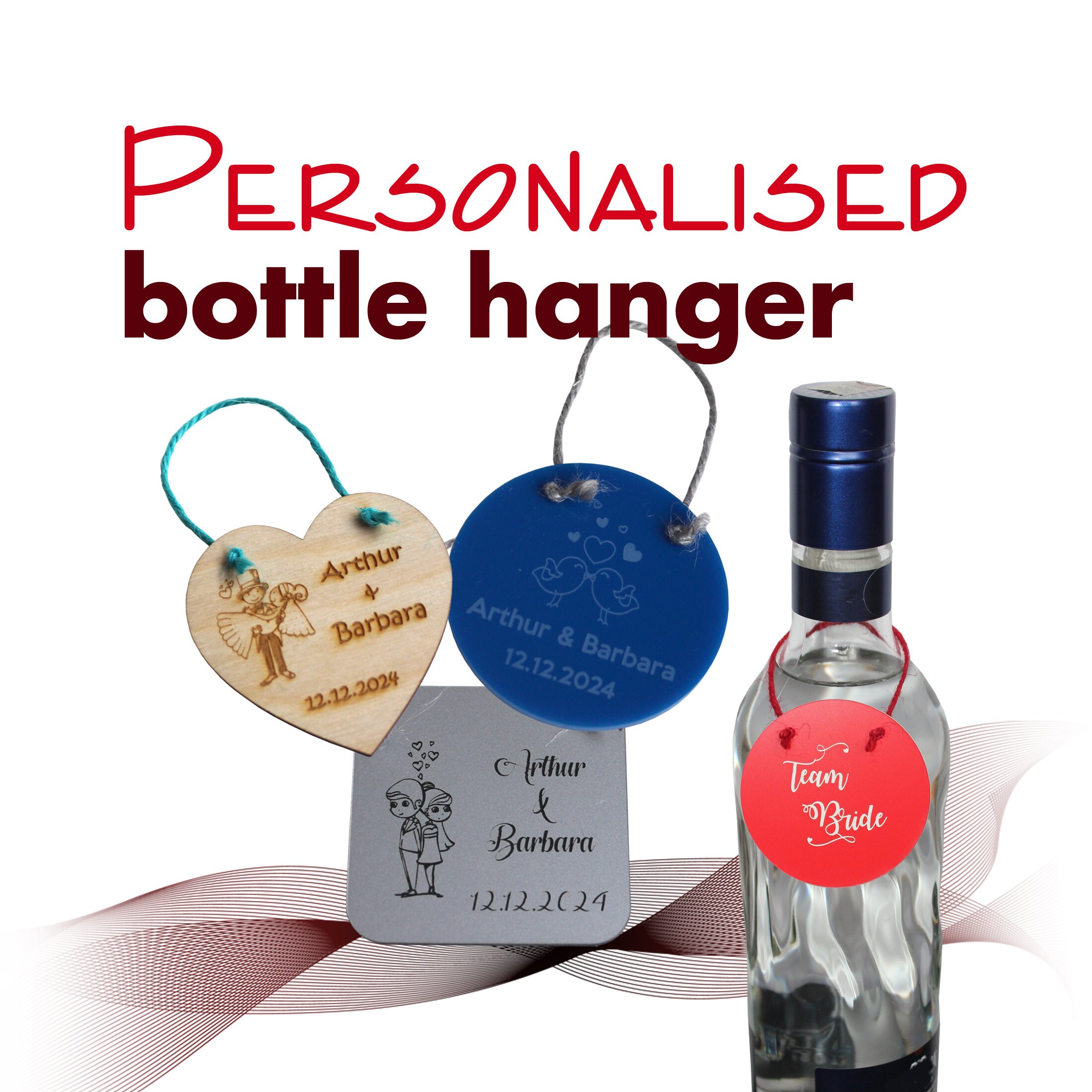 Personalised wedding bottle hanger wedding keepsake Etsy