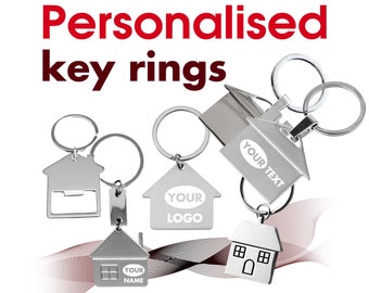 Personalised keyring engraved with custom text or logo Home House Sweet home sweet Keychain For him For her