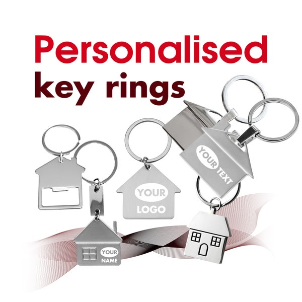 Personalised keyring engraved with custom text or logo Home House Sweet home sweet Keychain For him For her