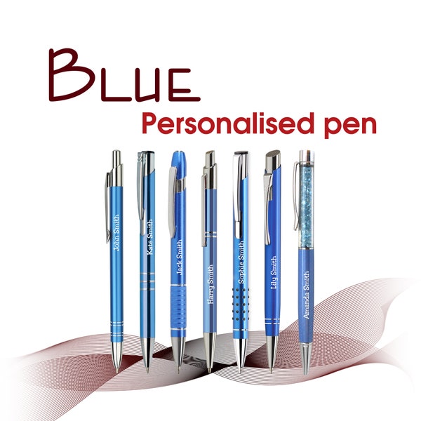 Promotional personalised metal pen BLUE black ink - wedding pens - Christmas gifts - Teacher gift - School leavers - Birthday gifts - box