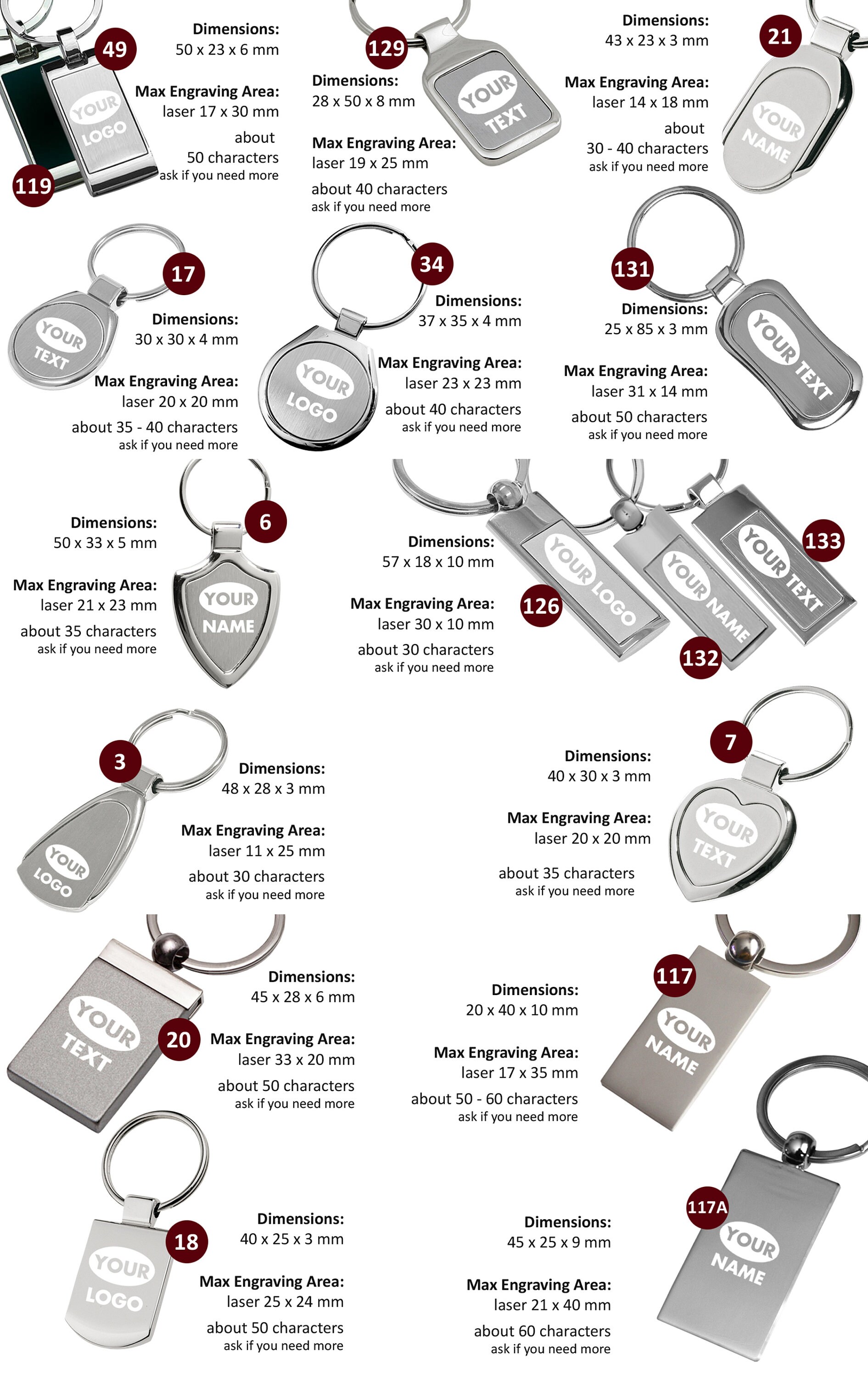 Personalised Keyring Engraved With Custom Text/logo Heart Etsy UK