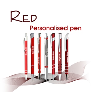 Personalized Red Metal Pen: Engraved Gift for Teacher, Wedding, Christmas