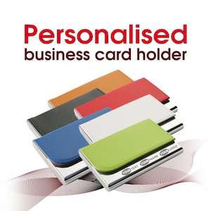 Personalised Business Card Holder ** 6 colours ** laser engraved with name or logo ** UK Gift ** free UK delivery **