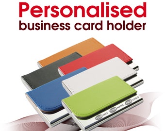 Personalised Business Card Holder ** 6 colours ** laser engraved with name or logo ** UK Gift ** free UK delivery **