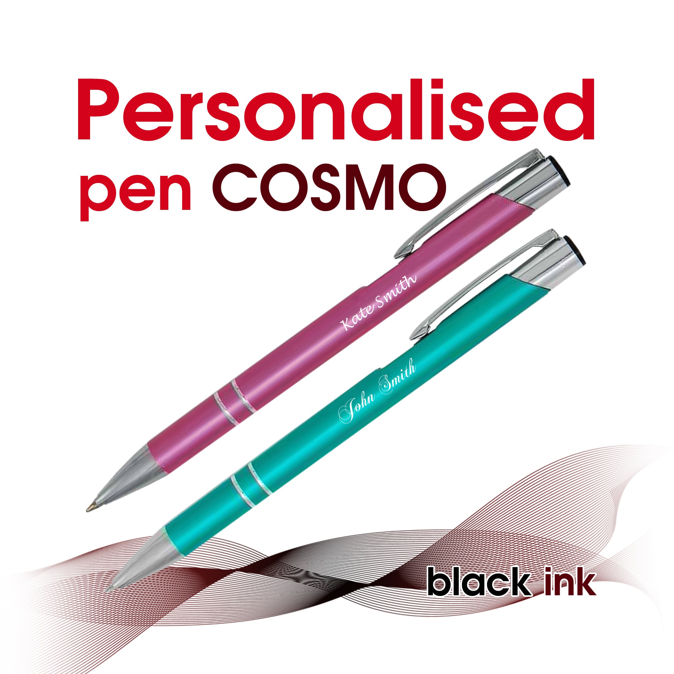 gift box Details about  / Promotional personalised pen *COSMO* black ink