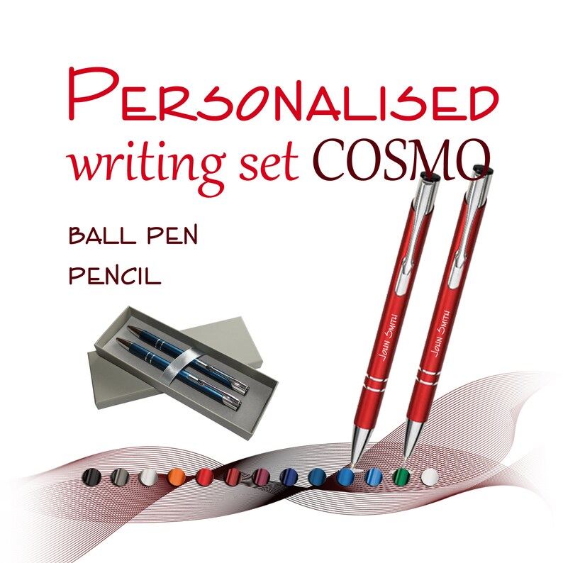 Personalised 2-element set pencil *VENO* black//blue ink gift box ball pen
