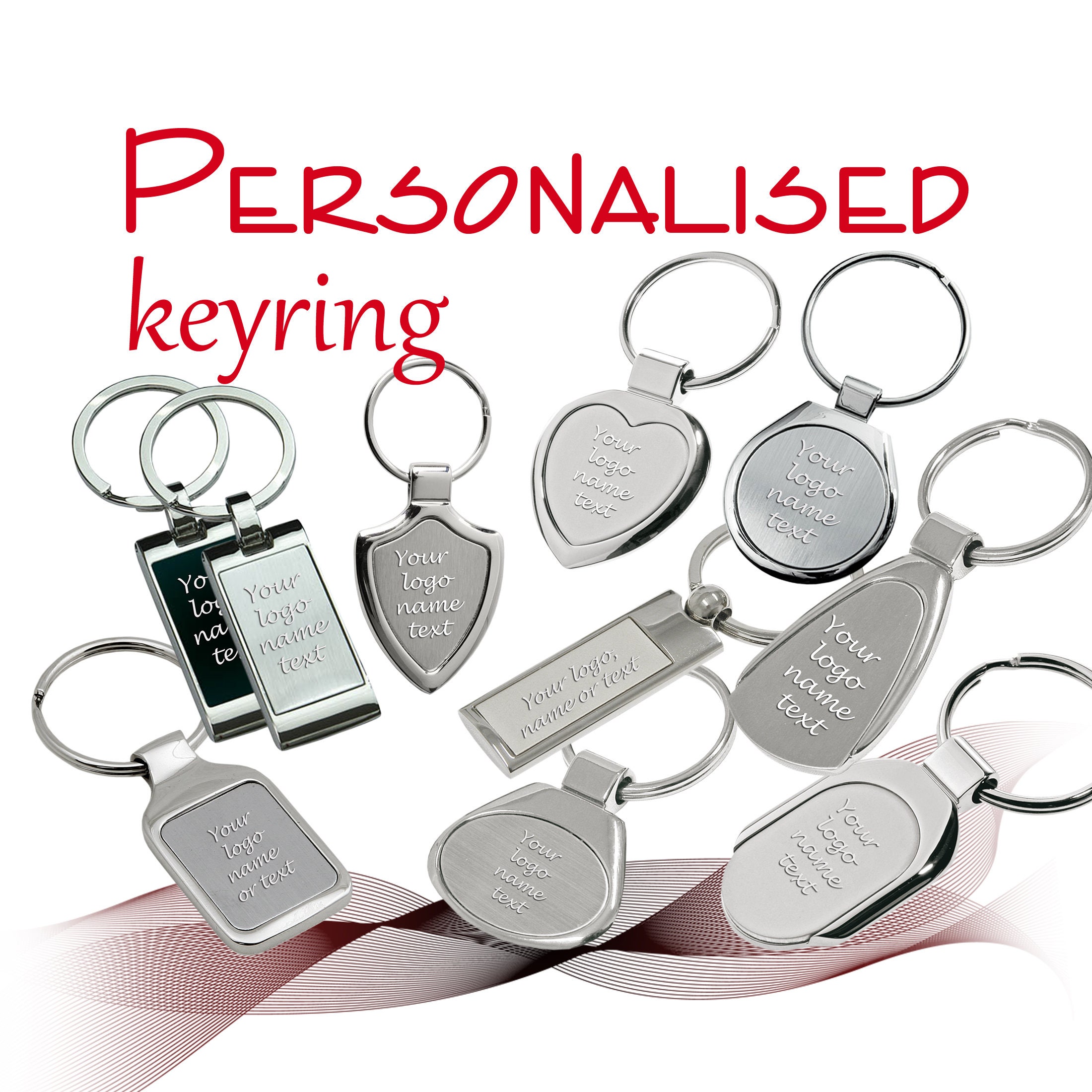 Personalised key ring engraved with custom text/logo Free Etsy