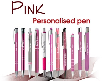 Promotional personalised metal pen PINK black ink Wedding pens Christmas gifts Teacher gift School leavers Birthday gifts For him For her