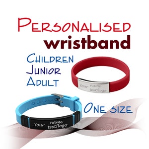 Personalised Metal Silicone Wristband Adult Child Junior Medical bracelet Alert ICE Blood Event Diabetic Autism Emergency Memory Forever