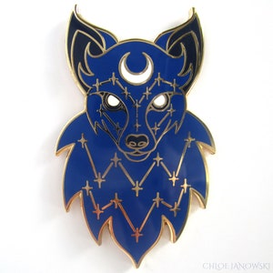 Blue Celestial Visions Wolf Enamel Pin