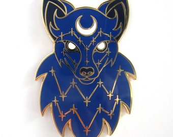 Blue Celestial Visions Wolf Enamel Pin