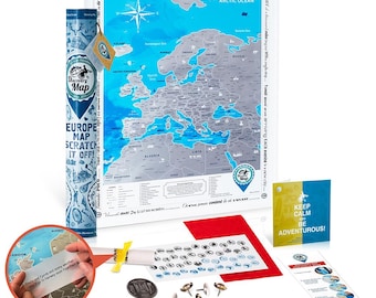 Europe Scratch-off Map – Pushpin Travel Map – Traveler Pushpin Map for Europe Travels – Traveler Scratch off Map – Large 48x68 cm Europemap