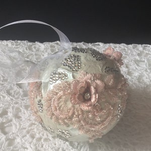 Christmas ornament, Rhinestone ornament, Pink ornament, Pink Christmas decor