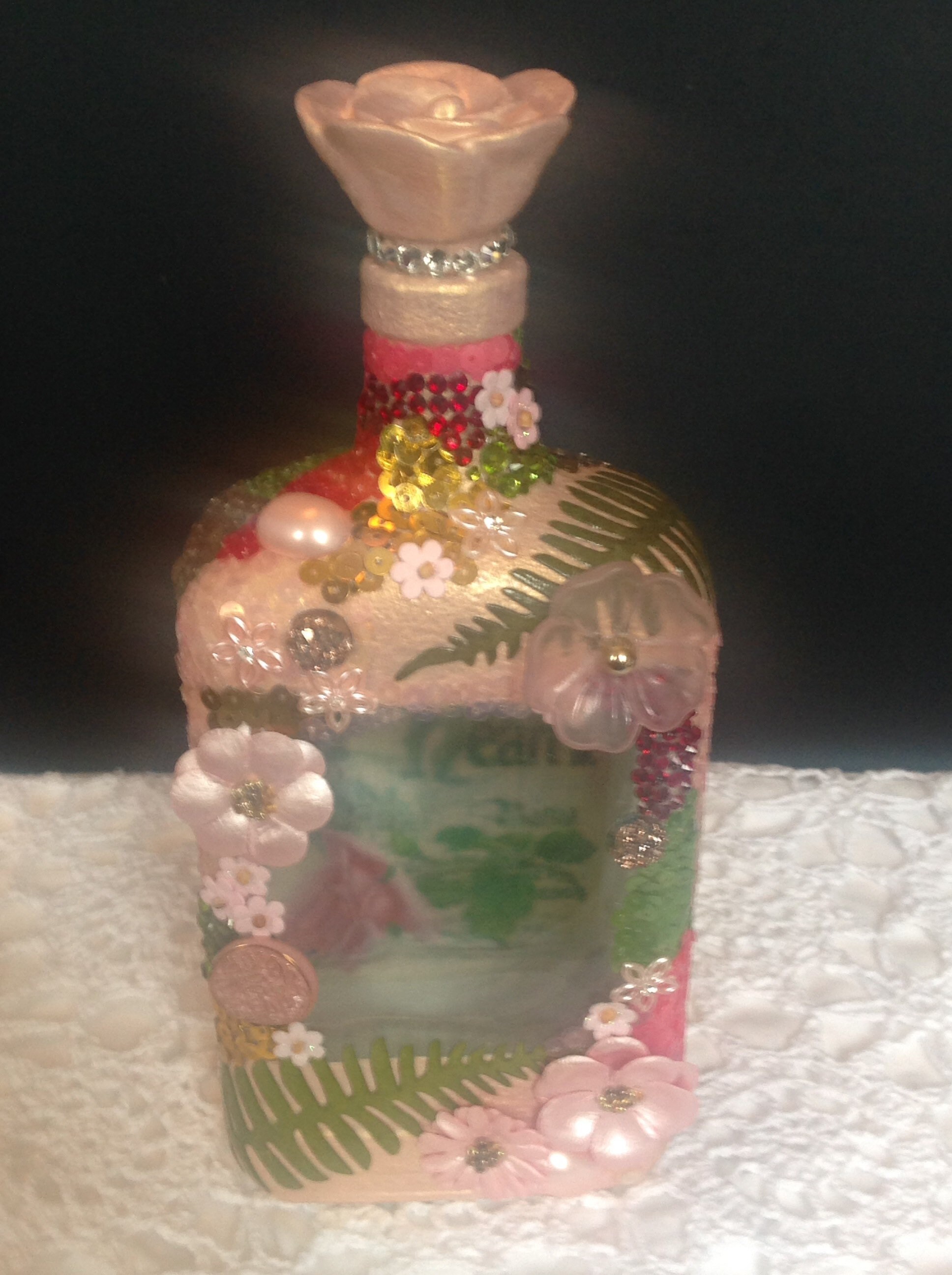 Mother's Day Gift Rose Gold Decoupaged Altered Bottle Etsy