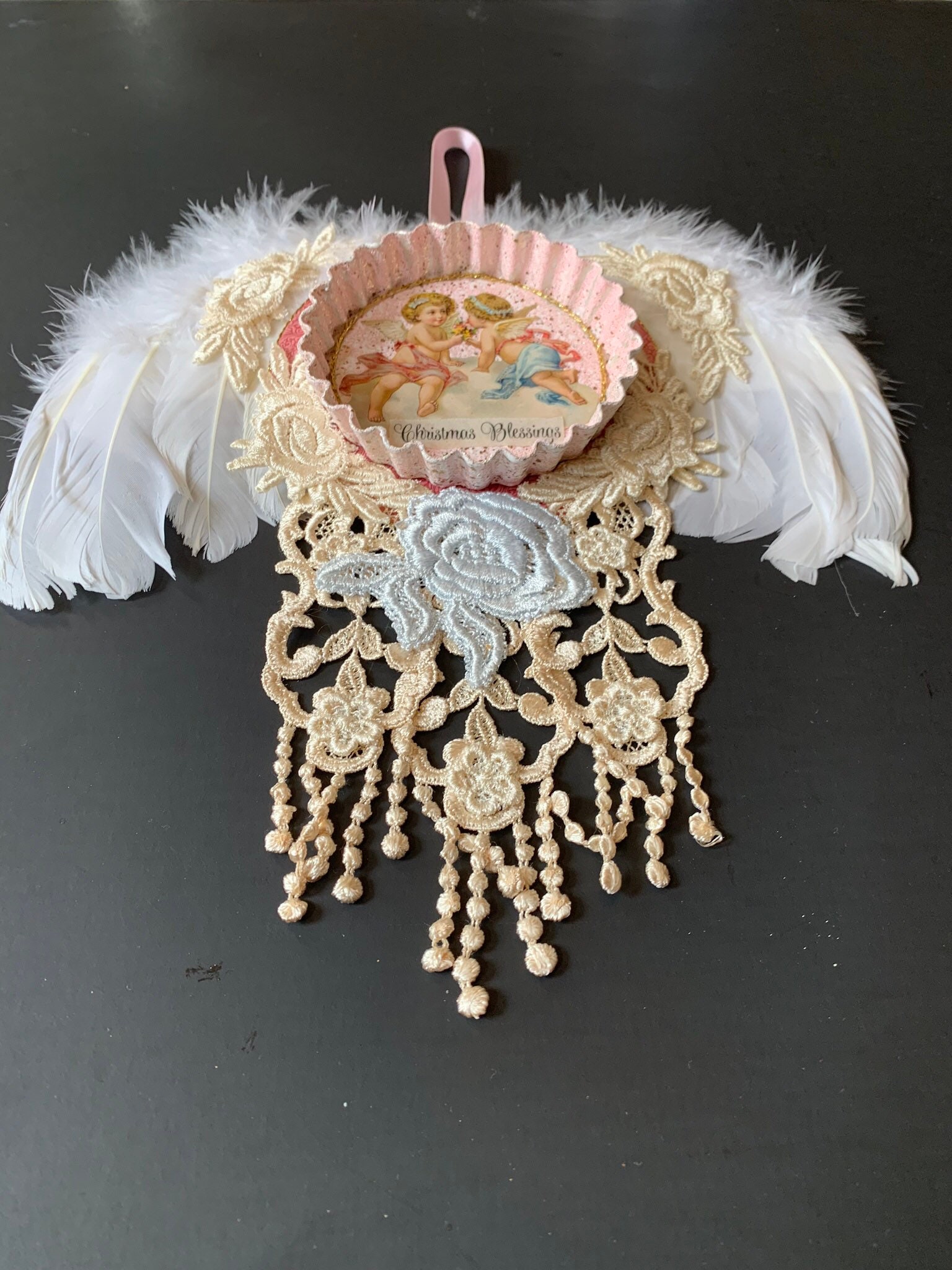 Angel Wings Shabby Chic Christmas Wall Hanging Angel - Etsy