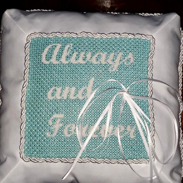 Always and Forever Ring Bearer's Pillow Handpainted Needlepoint