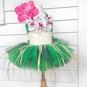 LUAU set, tutu, floral halter & hair clip for Infants, toddlers, girls for birthdays, smash cake, photography, Halloween costume