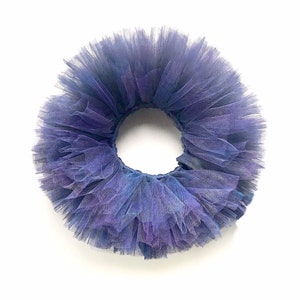 Può includere: Un tutù di tulle viola e blu con un elastico in vita.