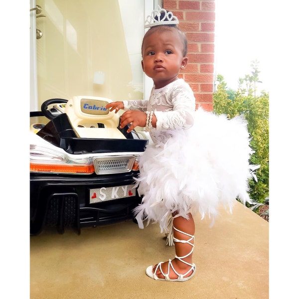 SWAN, White Feather Tutu, feather skirt, white tutu, feather tutu, baby tutu, 1st birthday tutu