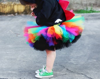 Reversible Rainbow CLASSIC, rainbow tutu, rainbow skirt, girls rainbow tutu, girls tutu, toddler tutu, baby tutu, rainbow and black, rainbow
