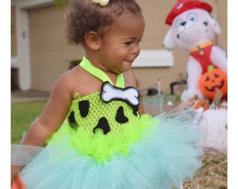 PEBBLES, flinstones dress, pebbles tutu dress, birthday tutu dress, pebbles tutu, flinstones tutu dress, pebbles and bam bam