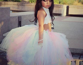 UNICORN tutu, high low tutu, tutu, unicorn birthday, pastel tutu, girls tutu, toddler tutu, birthday tutu, baby tutu, full tutu, long tutu