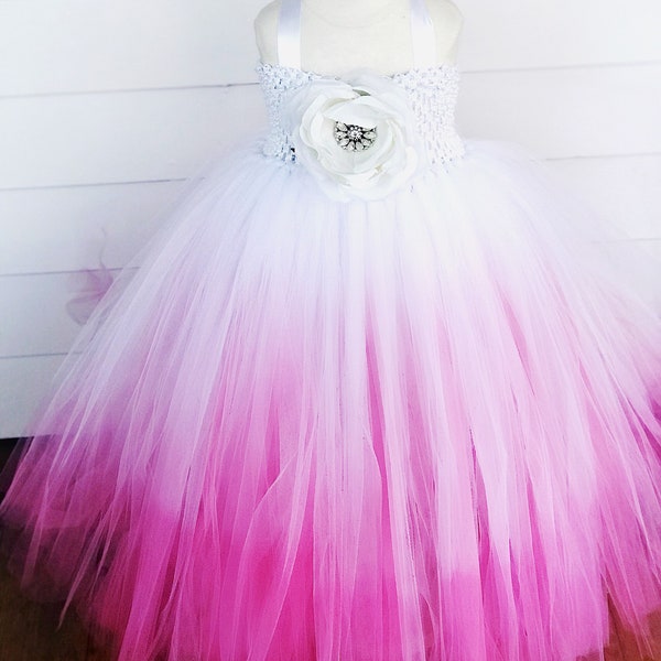 PEYTON, dip dyed dress, ombre dress, tutu dress, tea length dress, flower girl dress, pageant dress, toddler tutu dress, party dress,