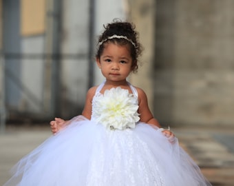 VIVI, white lace tutu dress in newborns/infants/toddlers/girls for birthdays, flower girl dress, baptism/christening dress photography