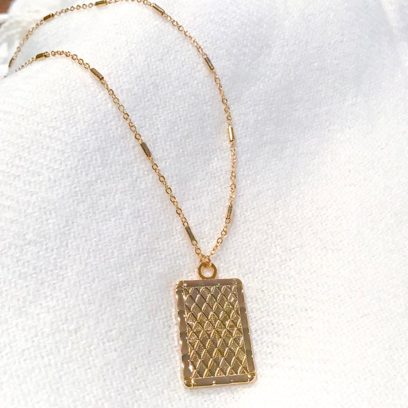 Charlize Aurora Rectangle Coin Necklace