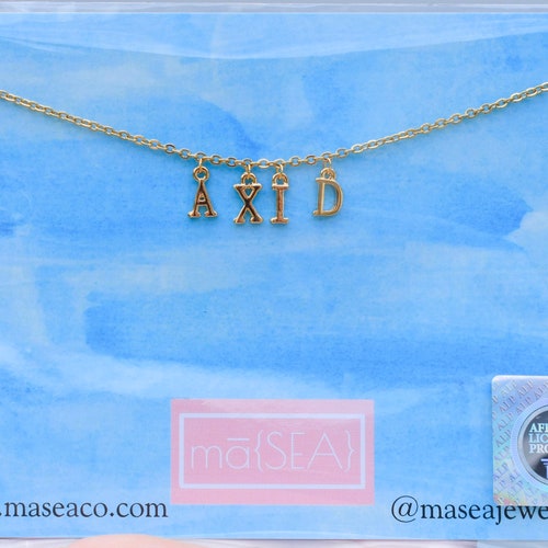Alpha Xi Delta Greek Letter Sorority Necklace Axid Charm Etsy