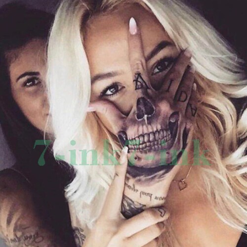 Skull Hand Temporary Tattoo Skeleton Face Tattoo Skull Etsy