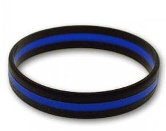 Thin Blue Line 'No One Fights Alone' Silicone Wristbands (Lot Of 10) - Police Support