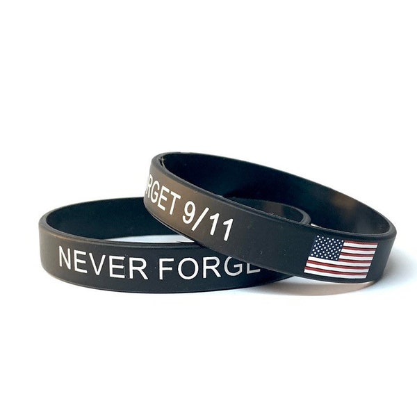 9/11 Never Forget Bracelets, 9-11 Wristband commemoration, 9 11 remembrance US Twin Towers, USA Flag