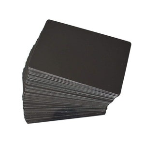Thick Black Anodized Aluminum Business Card Blanks 100 Pack - for metal work and laser engraving or sublimation - 3.4" x 2.1" x 0.45mm Thick