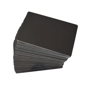 Thick Black Anodized Aluminum Business Card Blanks 100 Pack - for metal work and laser engraving or sublimation - 3.4&quot; x 2.1&quot; x 0.45mm Thick