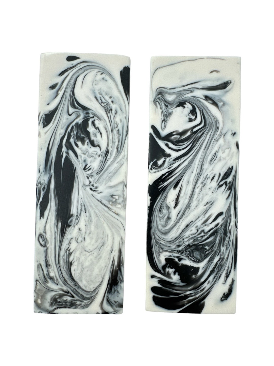 Black & White Acrylic Knife Handle Blank Set, Black Swirl Resin Knife