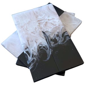 Black & White Mist Resin Blade blank set, knife handle Scales, Blade DIY Knife crafting resin Smoke Effect Epoxy