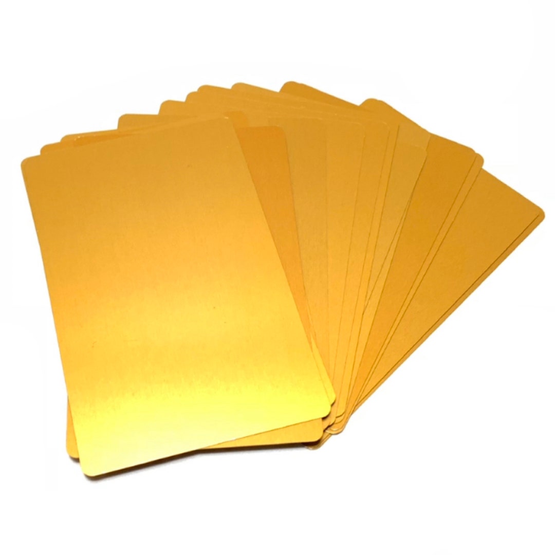 100 Pack Anodized Aluminum Business Card Blanks Gold Laser Engraving Blank Metal Cards CNC 3.4in