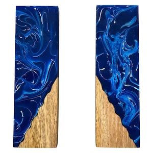 Blue Swirled Acrylic Knife Handle Blank set 2, Blue Resin knife handle Making, Blade DIY Knife crafting acrylate resin, Resin scales