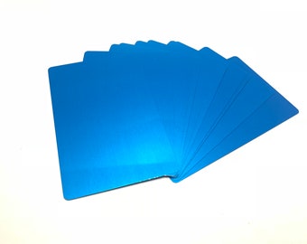 100 Blue Anodized Aluminum Blank Business Cards  - For Laser Engraving - 3.4in x 2.1in X 0.22mm thickness Rounded Corners - FREE SHIPPING