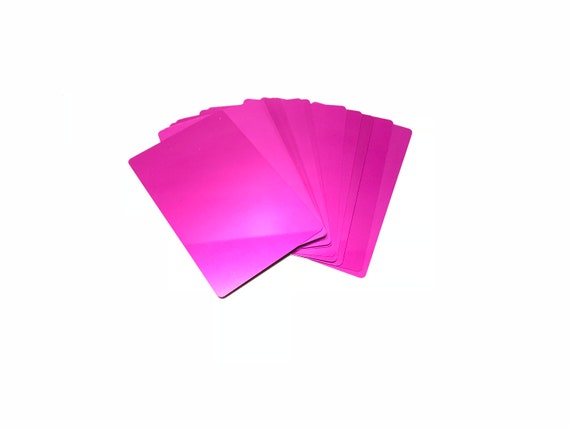 100 Pink Anodized Aluminum Business Cards Blanks For Laser Engraving Metal Cards, Stamping 3.4in x 2.1in X 0.22mm Thickness - FREE SHIPPING