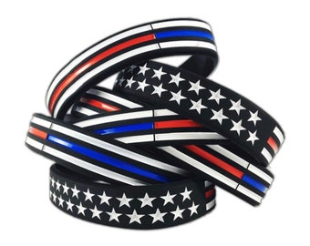 Thin Blue Line Wristbands 5 PACK, Back The Blue, Red Line Non-toxic Medical Grade Silicone Bracelet Police Cops Law enforcement, Event Gifts