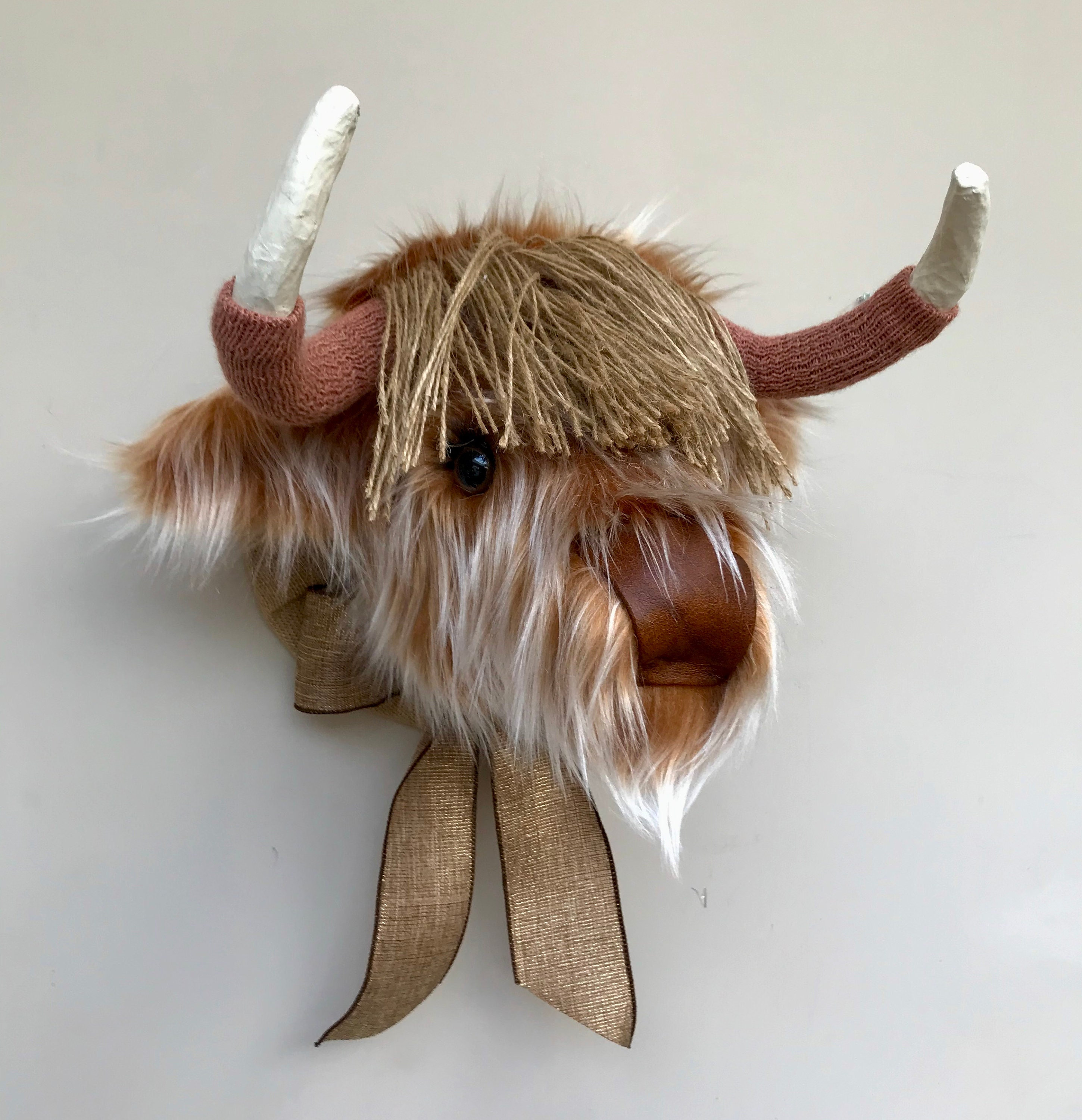 Highland Cow Head Faux Taxidermy Handmade Caramel And Cream Etsy
